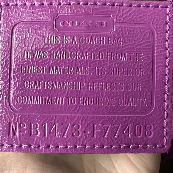 Coach Signature Nylon Crossbody Handbag Purple Like New - Picture 6 of 8